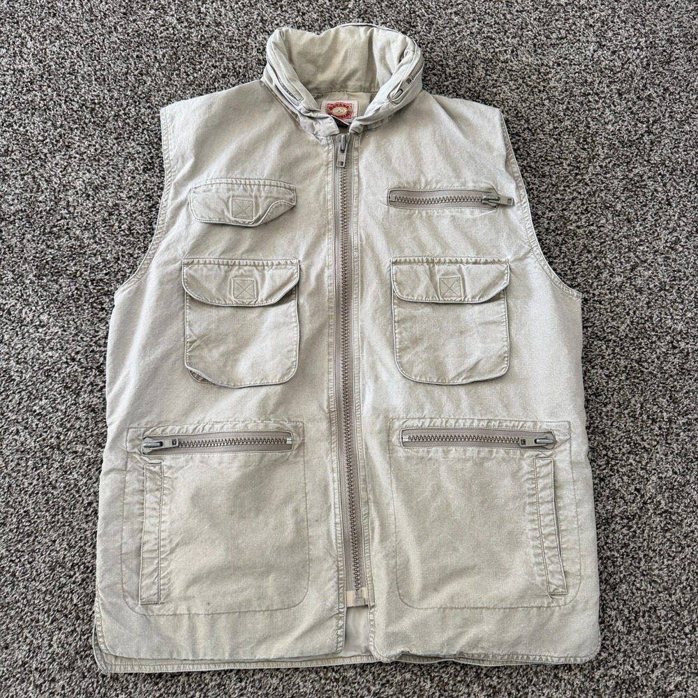 VTG 80s Banana Republic Men's M Safari Vest Hiking Hunting Photo Utility Beige